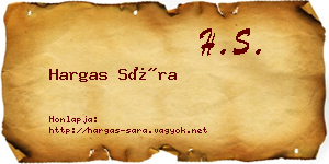Hargas Sára névjegykártya